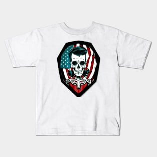 Fun American Rockabilly Skeleton Kids T-Shirt